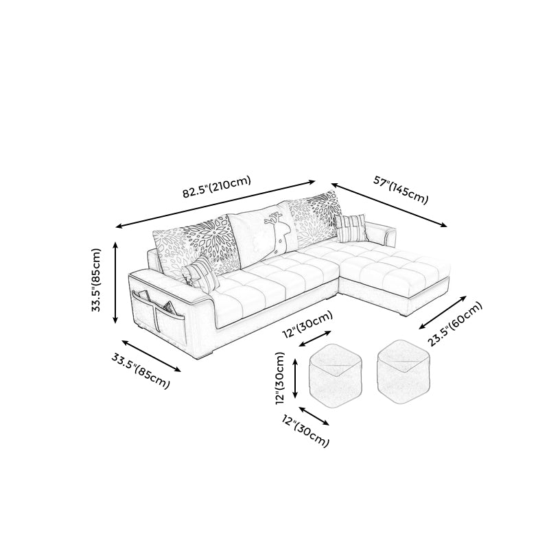 L-Shape 106.3"L x 57"W x 35.43"H Sectionals High Back Sofa with Storage Clearhalo 'furn' 'furn_sectionals' 'Furniture' 'furniture_sectionals' 'kitchen' 'kitchen_sectionals' 'Living Room Furniture' 'Sectionals' 4856750