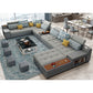 161.42"L X 98.43"W X 35.43"H Pu Cushion Back Sofa Square Arm Sectionals with Storage Dark Gray Clearhalo 'furn' 'furn_sectionals' 'Furniture' 'furniture_sectionals' 'kitchen' 'kitchen_sectionals' 'Living Room Furniture' 'Sectionals' 4856752
