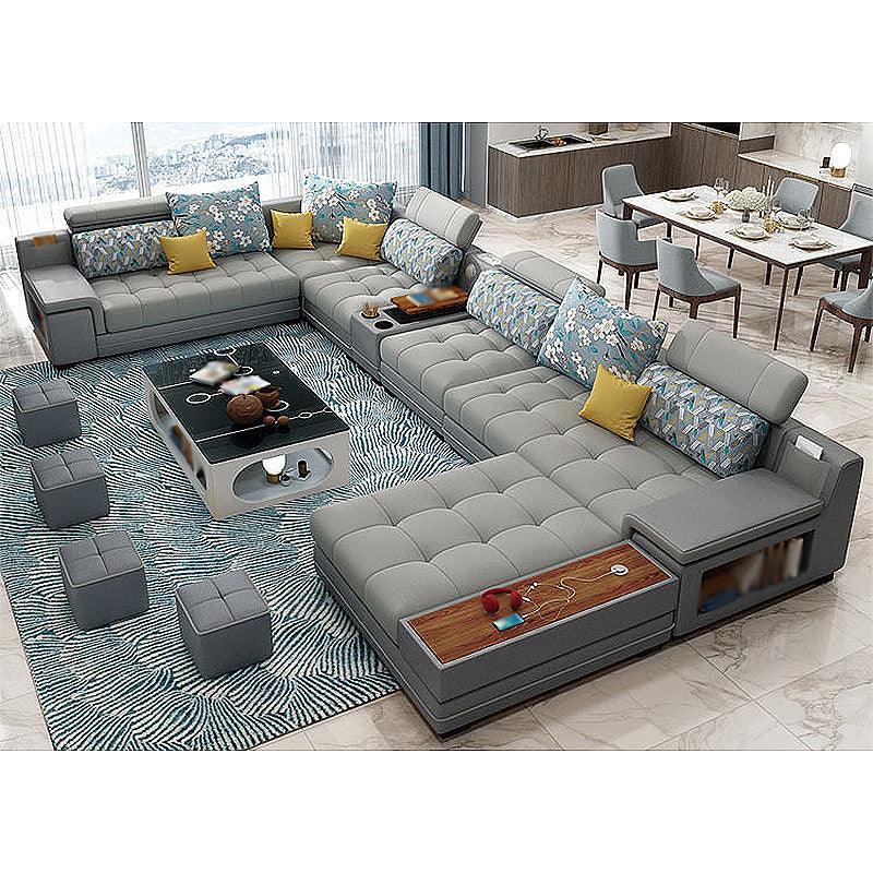 161.42"L X 98.43"W X 35.43"H Pu Cushion Back Sofa Square Arm Sectionals with Storage Dark Gray Clearhalo 'furn' 'furn_sectionals' 'Furniture' 'furniture_sectionals' 'kitchen' 'kitchen_sectionals' 'Living Room Furniture' 'Sectionals' 4856752