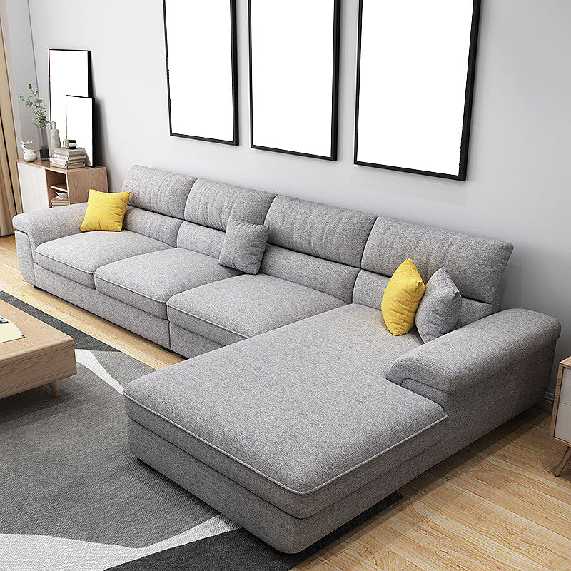 Modern Pillow Top Arm Sofa 37.4"H Removable Cushions Sectionals with 4 Pillows 126"L x 71"W x 37"H Grey Clearhalo 'furn' 'furn_sectionals' 'Furniture' 'furniture_sectionals' 'kitchen' 'kitchen_sectionals' 'Living Room Furniture' 'Sectionals' 4856783