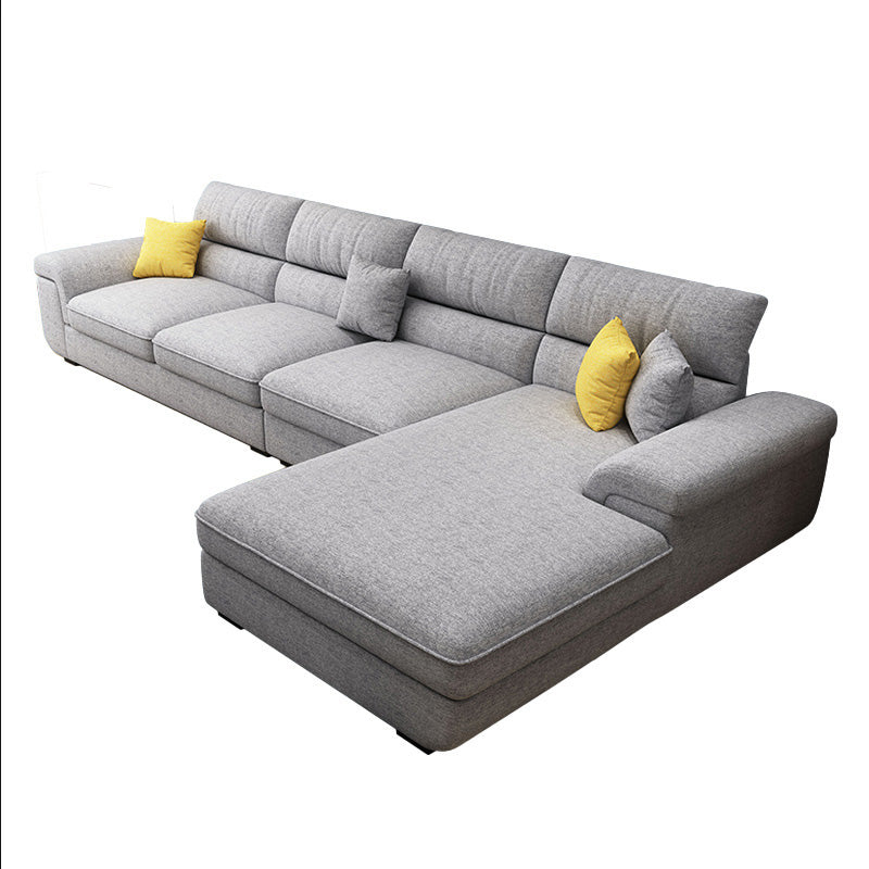 Modern Pillow Top Arm Sofa 37.4"H Removable Cushions Sectionals with 4 Pillows 138"L x 71"W x 37"H Grey Clearhalo 'furn' 'furn_sectionals' 'Furniture' 'furniture_sectionals' 'kitchen' 'kitchen_sectionals' 'Living Room Furniture' 'Sectionals' 4856787
