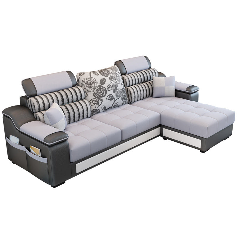 Sloped Arms L-Shape High Back Sofa 106.3"L x 57"W x 35.43"H Sectionals with Storage Grey Clearhalo 'furn' 'furn_sectionals' 'Furniture' 'furniture_sectionals' 'kitchen' 'kitchen_sectionals' 'Living Room Furniture' 'Sectionals' 4856797