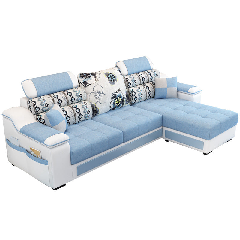 Sloped Arms L-Shape High Back Sofa 106.3"L x 57"W x 35.43"H Sectionals with Storage Sky Blue Clearhalo 'furn' 'furn_sectionals' 'Furniture' 'furniture_sectionals' 'kitchen' 'kitchen_sectionals' 'Living Room Furniture' 'Sectionals' 4856799