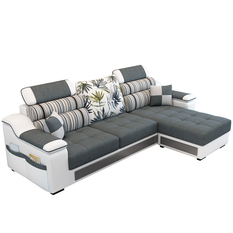 Sloped Arms L-Shape High Back Sofa 106.3"L x 57"W x 35.43"H Sectionals with Storage Black Clearhalo 'furn' 'furn_sectionals' 'Furniture' 'furniture_sectionals' 'kitchen' 'kitchen_sectionals' 'Living Room Furniture' 'Sectionals' 4856801