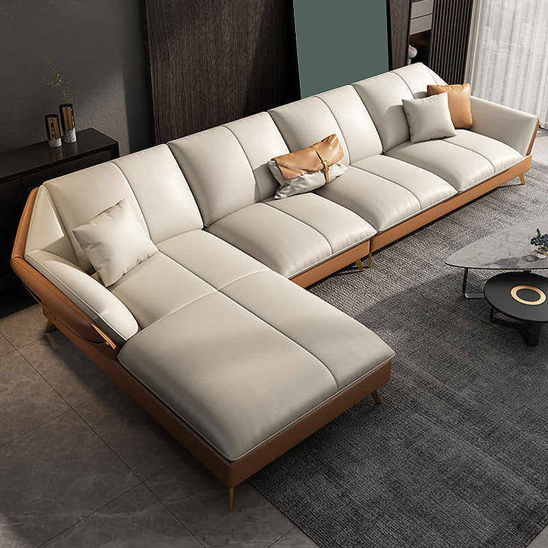 Contemporary Cushion Back Sectional Removable Cushions Storage Sofa and Chaise 142"L x 70"W x 33"H Sponge Clearhalo 'furn' 'furn_sectionals' 'Furniture' 'furniture_sectionals' 'kitchen' 'kitchen_sectionals' 'Living Room Furniture' 'Sectionals' 4856813