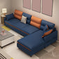 Living Room Cushion Back Sofa Contemporary Stain-Resistant Faux Leather Sectional Dark Blue-Orange Latex Clearhalo 'Furniture' 'furniture_sectionals' 'kitchen' 'kitchen_sectionals' 'Living Room Furniture' 'Sectionals' 4856843