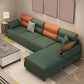Living Room Cushion Back Sofa Contemporary Stain-Resistant Faux Leather Sectional Green Orange Latex Clearhalo 'Furniture' 'furniture_sectionals' 'kitchen' 'kitchen_sectionals' 'Living Room Furniture' 'Sectionals' 4856846