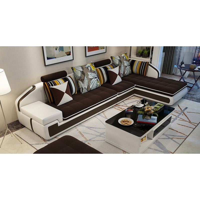 129.1"L X 70.8"W X 32.2"H Fabric Sectional Pillow Top Arm Sofa for Living Room Coffee Foam Clearhalo 'Furniture' 'furniture_sectionals' 'kitchen' 'kitchen_sectionals' 'Living Room Furniture' 'Sectionals' 4856857