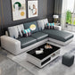 27.56"H Square Arm Sectional Removable Cushions Sofa and Chaise Grey Faux Leather Clearhalo 'furn' 'furn_sectionals' 'Furniture' 'furniture_sectionals' 'kitchen' 'kitchen_sectionals' 'Living Room Furniture' 'Sectionals' 4856875