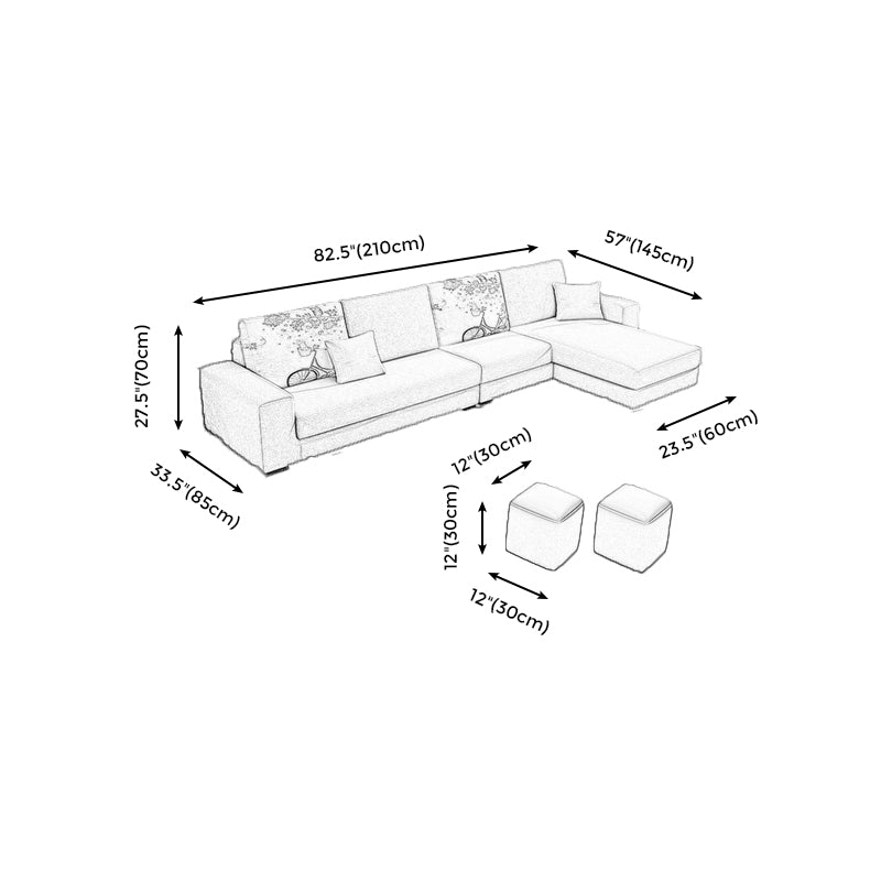 27.56"H Square Arm Sectional Removable Cushions Sofa and Chaise Clearhalo 'furn' 'furn_sectionals' 'Furniture' 'furniture_sectionals' 'kitchen' 'kitchen_sectionals' 'Living Room Furniture' 'Sectionals' 4856888