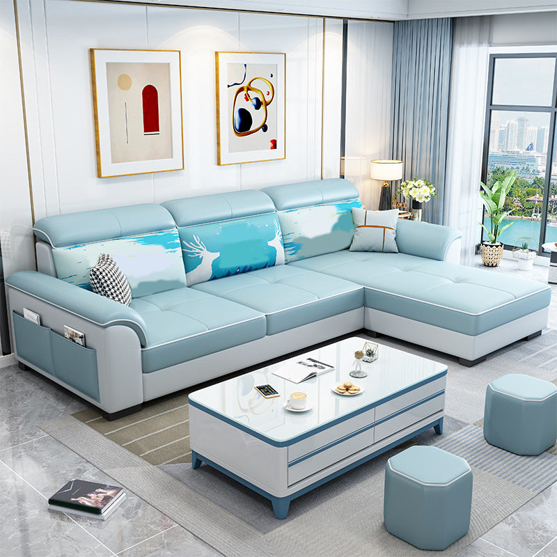 Modern Living Room 3-seat Sofa Flared Arm Sectionals with Ottoman Included Lemon Green Clearhalo 'Furniture' 'furniture_sectionals' 'kitchen' 'kitchen_sectionals' 'Living Room Furniture' 'Sectionals' 4856898