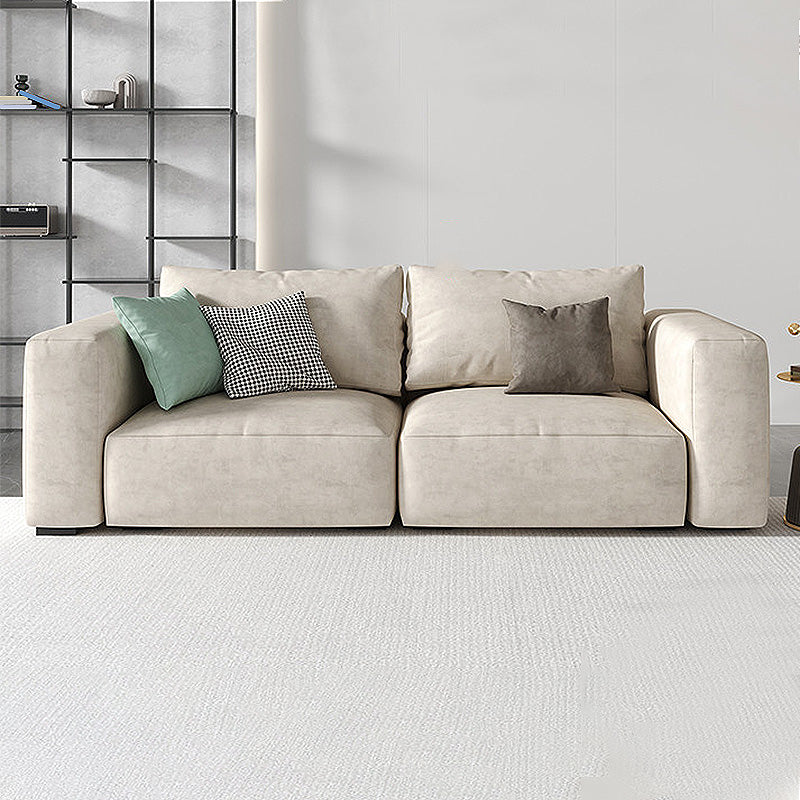 Square Arm Cream Cushion Back Sectional Contemporary Stain-Resistant Sofa Clearhalo 'furn' 'furn_sectionals' 'Furniture' 'furniture_sectionals' 'kitchen' 'kitchen_sectionals' 'Living Room Furniture' 'Sectionals' 4856929