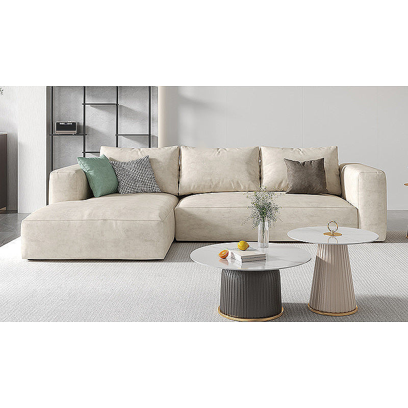 Square Arm Cream Cushion Back Sectional Contemporary Stain-Resistant Sofa 118"L x 63"W x 26"H Clearhalo 'furn' 'furn_sectionals' 'Furniture' 'furniture_sectionals' 'kitchen' 'kitchen_sectionals' 'Living Room Furniture' 'Sectionals' 4856933