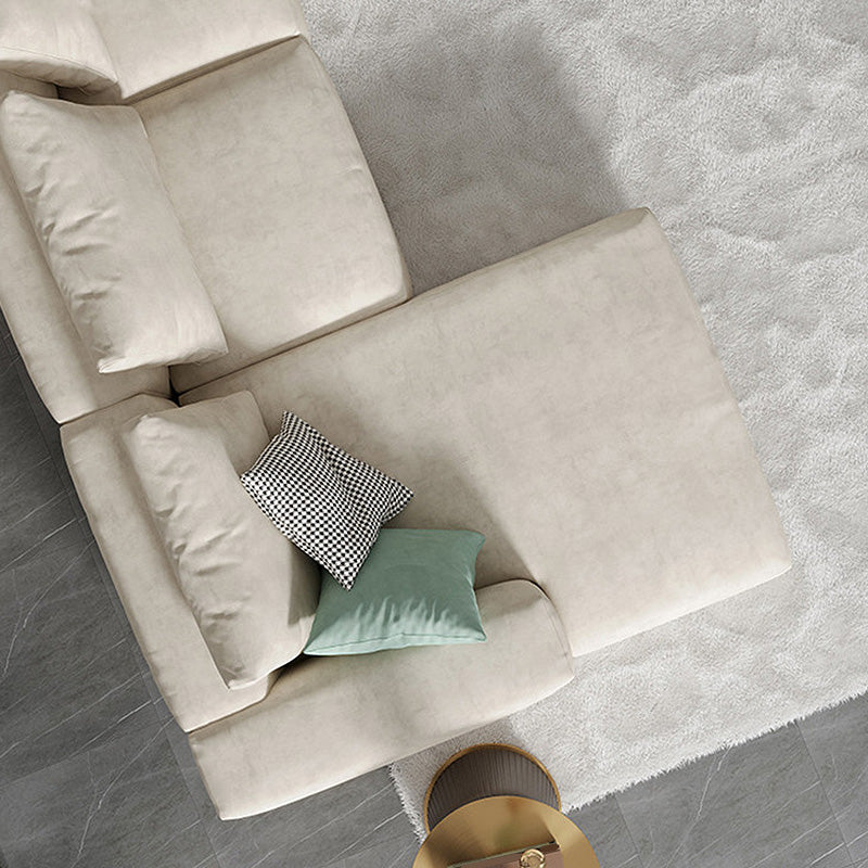 Square Arm Cream Cushion Back Sectional Contemporary Stain-Resistant Sofa Clearhalo 'furn' 'furn_sectionals' 'Furniture' 'furniture_sectionals' 'kitchen' 'kitchen_sectionals' 'Living Room Furniture' 'Sectionals' 4856936