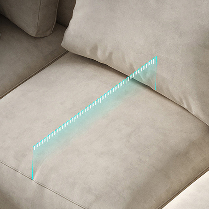 Square Arm Cream Cushion Back Sectional Contemporary Stain-Resistant Sofa Clearhalo 'furn' 'furn_sectionals' 'Furniture' 'furniture_sectionals' 'kitchen' 'kitchen_sectionals' 'Living Room Furniture' 'Sectionals' 4856937