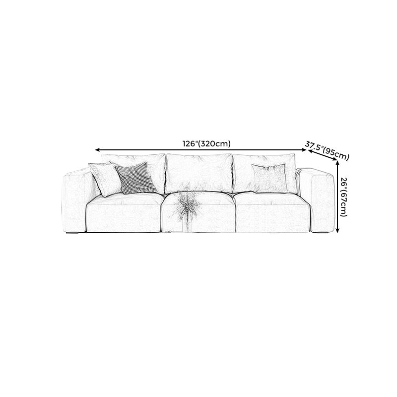 Square Arm Cream Cushion Back Sectional Contemporary Stain-Resistant Sofa Clearhalo 'furn' 'furn_sectionals' 'Furniture' 'furniture_sectionals' 'kitchen' 'kitchen_sectionals' 'Living Room Furniture' 'Sectionals' 4856941