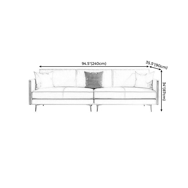 Recessed Arm Beige Cushion Back Sectional Stain-Resistant Genuine Leather Sofa Clearhalo 'furn' 'furn_sectionals' 'Furniture' 'furniture_sectionals' 'kitchen' 'kitchen_sectionals' 'Living Room Furniture' 'Sectionals' 4856963