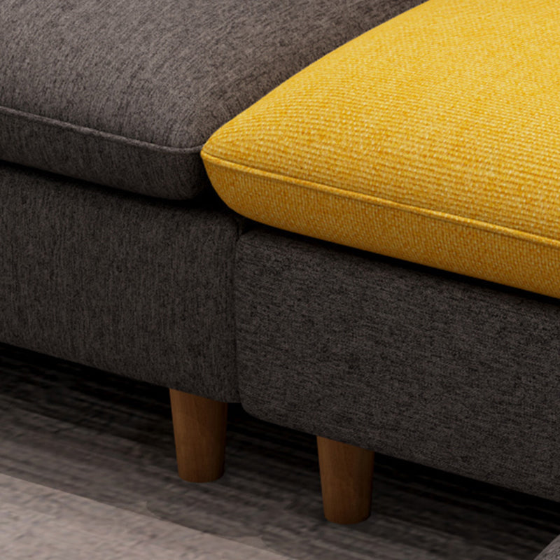 Slipcovered L-Shape Sectionals Removable Cushions Sofa with Ottoman Included Clearhalo 'furn' 'furn_sectionals' 'Furniture' 'furniture_sectionals' 'kitchen' 'kitchen_sectionals' 'Living Room Furniture' 'Sectionals' 4856976