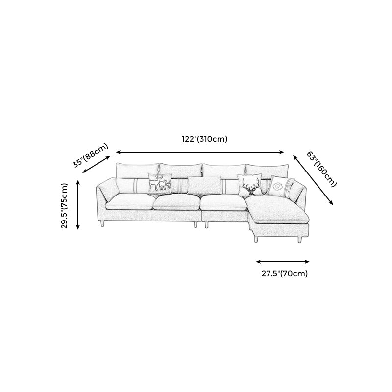 Slipcovered L-Shape Sectionals Removable Cushions Sofa with Ottoman Included Clearhalo 'furn' 'furn_sectionals' 'Furniture' 'furniture_sectionals' 'kitchen' 'kitchen_sectionals' 'Living Room Furniture' 'Sectionals' 4856977