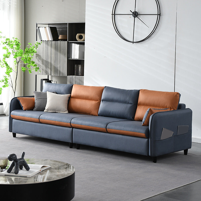 Modern Square Arm Sofa 4-Seat Couch with Pillow Back Cushions and Storage Dark Gray Memory Foam Clearhalo 'furn' 'furn_sofas' 'Furniture' 'furniture_sofas' 'Living Room Furniture' 'Sofa' 'sofas' 4857724