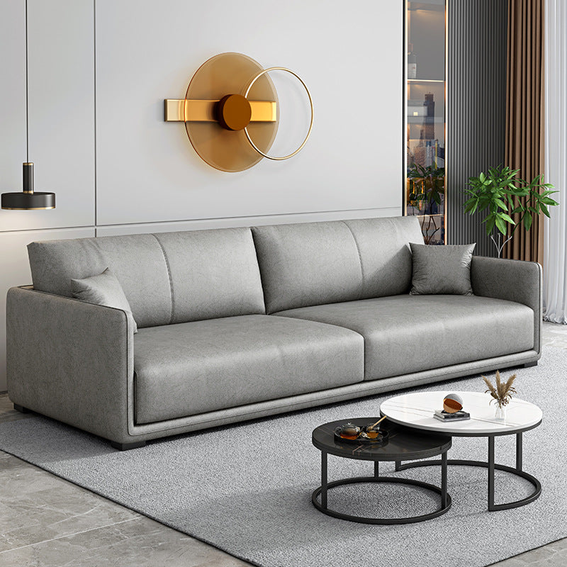 Contemporary 3-seater Sofa Sewn Pillow Back Couch for Living Room Light Gray Clearhalo 'furn' 'furn_sofas' 'Furniture' 'furniture_sofas' 'Living Room Furniture' 'Sofa' 'sofas' 4857786