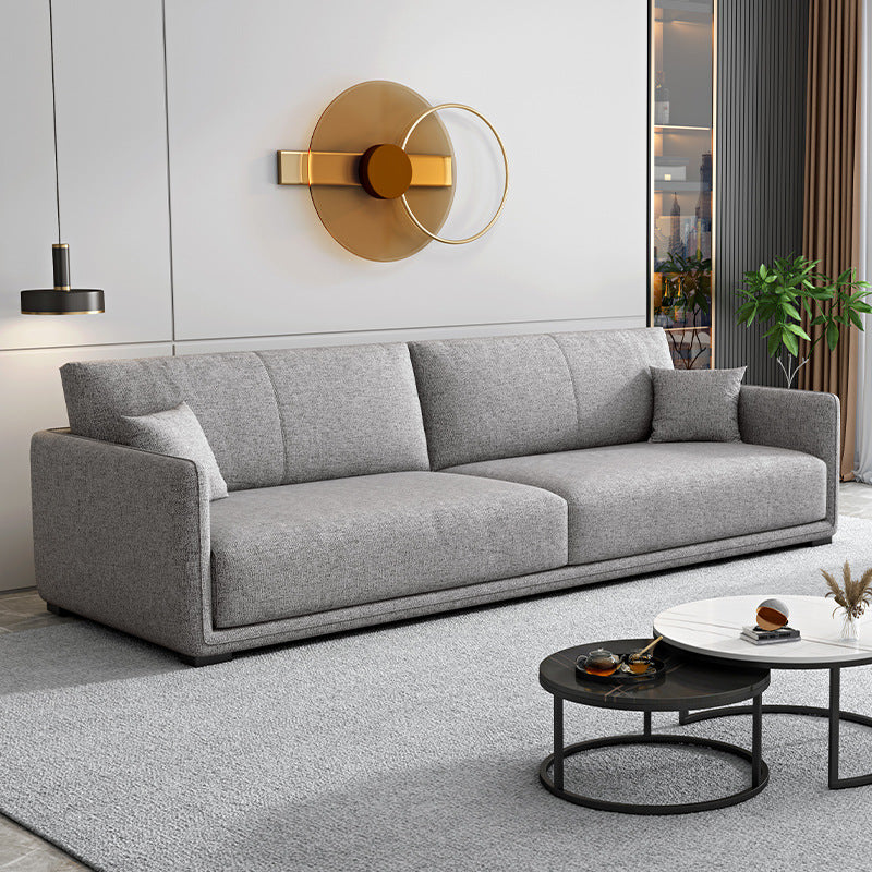 Contemporary 3-seater Sofa Sewn Pillow Back Couch for Living Room Light Gray-White Clearhalo 'furn' 'furn_sofas' 'Furniture' 'furniture_sofas' 'Living Room Furniture' 'Sofa' 'sofas' 4857791