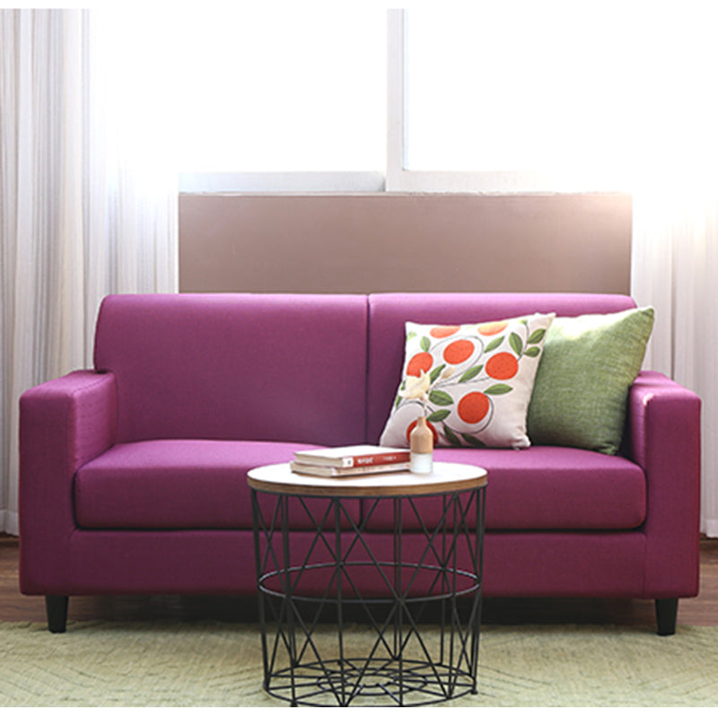 Contemporary 2-seat Sofa Square Arm Settee with Removable Cushions 63"L x 33"W x 31"H Grape Linen Clearhalo 'furn' 'furn_sofas' 'Furniture' 'furniture_sofas' 'Living Room Furniture' 'Sofa' 'sofas' 4857819