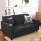 Contemporary 2-seat Sofa Square Arm Settee with Removable Cushions Black Linen Clearhalo 'furn' 'furn_sofas' 'Furniture' 'furniture_sofas' 'Living Room Furniture' 'Sofa' 'sofas' 4857823