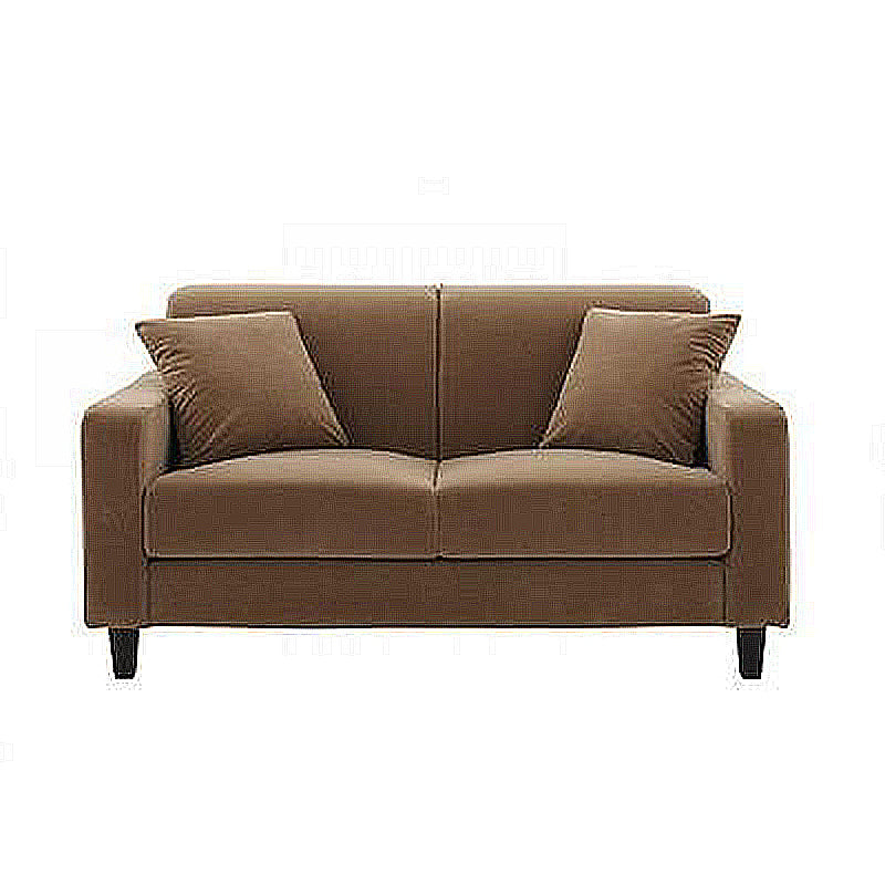Contemporary 2-seat Sofa Square Arm Settee with Removable Cushions Light Coffee Velvet Clearhalo 'furn' 'furn_sofas' 'Furniture' 'furniture_sofas' 'Living Room Furniture' 'Sofa' 'sofas' 4857826