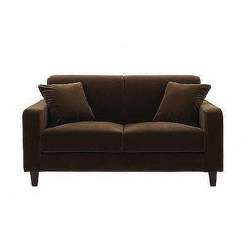 Contemporary 2-seat Sofa Square Arm Settee with Removable Cushions Dark Coffee Velvet Clearhalo 'furn' 'furn_sofas' 'Furniture' 'furniture_sofas' 'Living Room Furniture' 'Sofa' 'sofas' 4857830