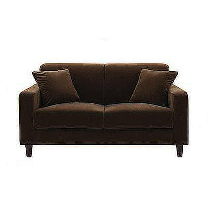 Contemporary 2-seat Sofa Square Arm Settee with Removable Cushions Dark Coffee Velvet Clearhalo 'furn' 'furn_sofas' 'Furniture' 'furniture_sofas' 'Living Room Furniture' 'Sofa' 'sofas' 4857830