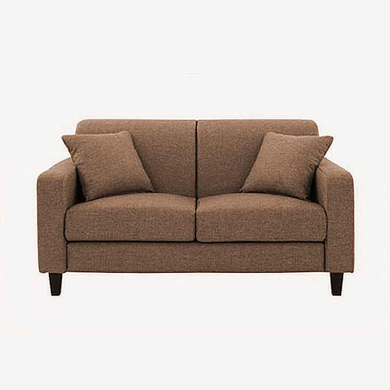 Contemporary 2-seat Sofa Square Arm Settee with Removable Cushions Light Coffee Linen Clearhalo 'furn' 'furn_sofas' 'Furniture' 'furniture_sofas' 'Living Room Furniture' 'Sofa' 'sofas' 4857834