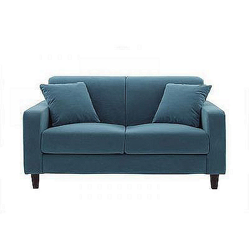 Contemporary 2-seat Sofa Square Arm Settee with Removable Cushions Blue Velvet Clearhalo 'furn' 'furn_sofas' 'Furniture' 'furniture_sofas' 'Living Room Furniture' 'Sofa' 'sofas' 4857835