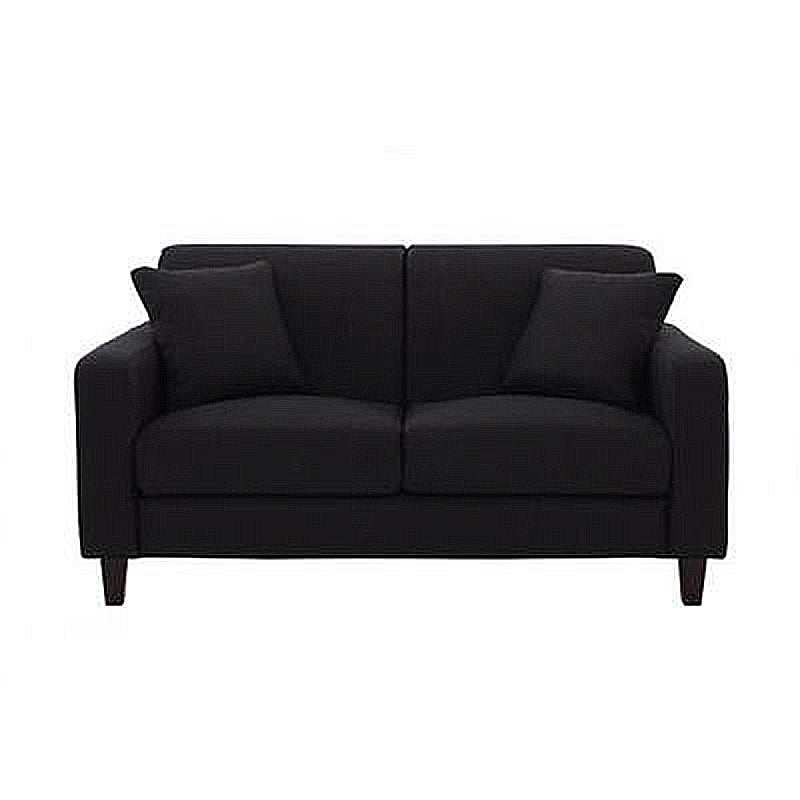 Contemporary 2-seat Sofa Square Arm Settee with Removable Cushions 63"L x 33"W x 31"H Black Linen Clearhalo 'furn' 'furn_sofas' 'Furniture' 'furniture_sofas' 'Living Room Furniture' 'Sofa' 'sofas' 4857838