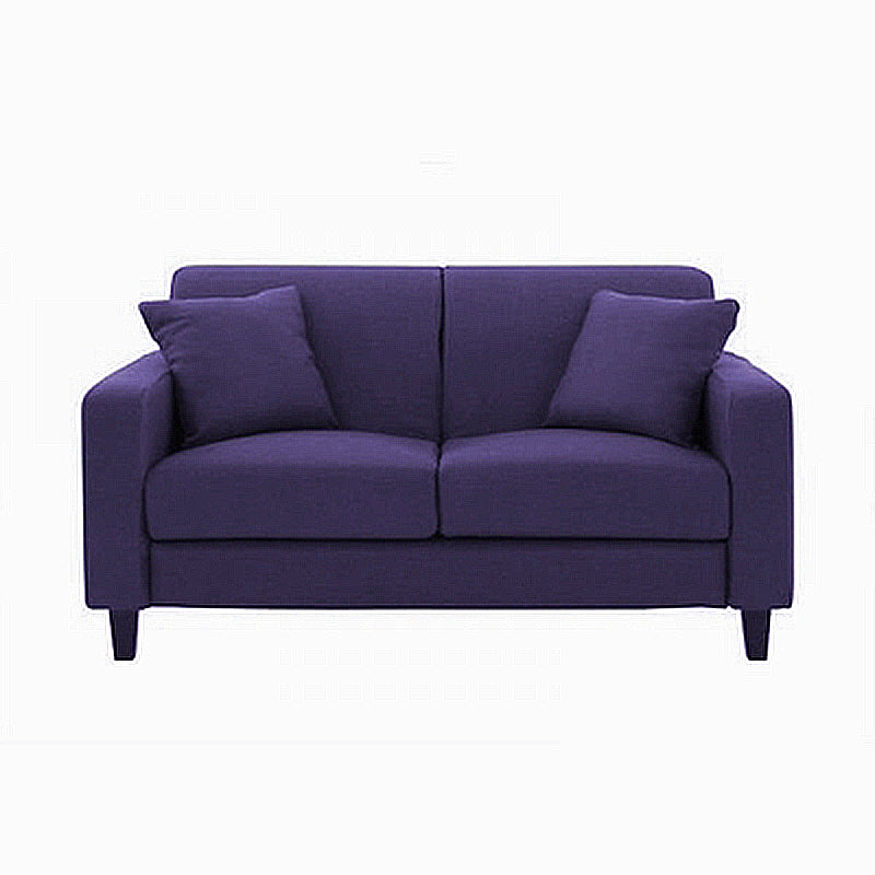 Contemporary 2-seat Sofa Square Arm Settee with Removable Cushions Purple Linen Clearhalo 'furn' 'furn_sofas' 'Furniture' 'furniture_sofas' 'Living Room Furniture' 'Sofa' 'sofas' 4857839