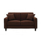 Contemporary 2-seat Sofa Square Arm Settee with Removable Cushions Dark Coffee Linen Clearhalo 'furn' 'furn_sofas' 'Furniture' 'furniture_sofas' 'Living Room Furniture' 'Sofa' 'sofas' 4857841