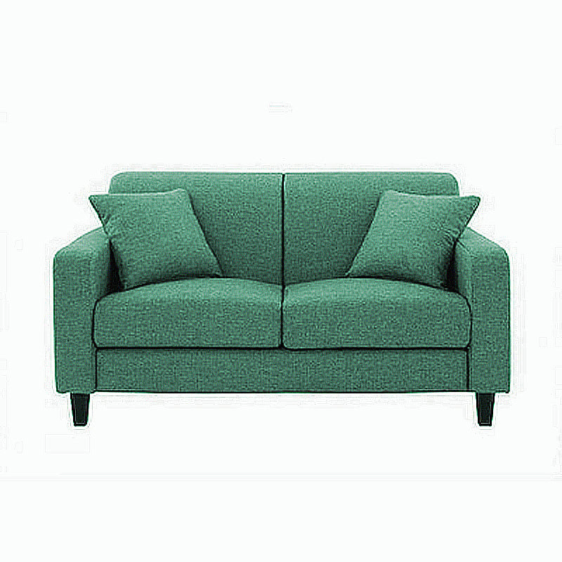 Contemporary 2-seat Sofa Square Arm Settee with Removable Cushions Blackish Green Linen Clearhalo 'furn' 'furn_sofas' 'Furniture' 'furniture_sofas' 'Living Room Furniture' 'Sofa' 'sofas' 4857842