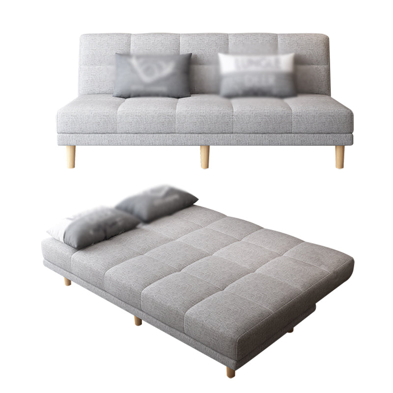 Armless Tight Back Bed Settee Cotton Blend and Faux Leather Sofa Bed Clearhalo 'furn' 'furn_sofas' 'Furniture' 'furniture_sofas' 'Living Room Furniture' 'Sofa' 'sofas' 4857859