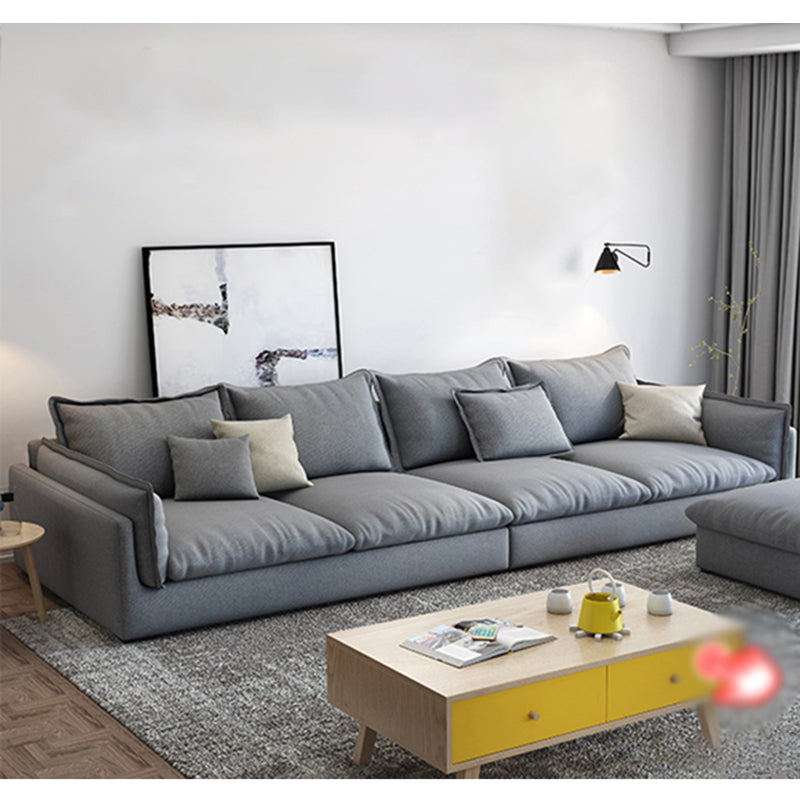 Contemporary Stationary Living Room Couch Gray Pillow Top Arm Sofa 94.5"L x 35"W x 27"H Clearhalo 'furn' 'furn_sofas' 'Furniture' 'furniture_sofas' 'Living Room Furniture' 'Sofa' 'sofas' 4857876