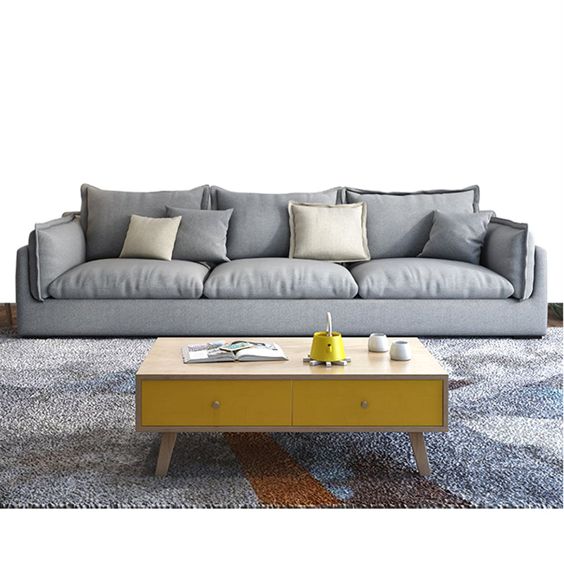 Contemporary Stationary Living Room Couch Gray Pillow Top Arm Sofa 83"L x 35"W x 27"H Faux Leather Clearhalo 'furn' 'furn_sofas' 'Furniture' 'furniture_sofas' 'Living Room Furniture' 'Sofa' 'sofas' 4857877