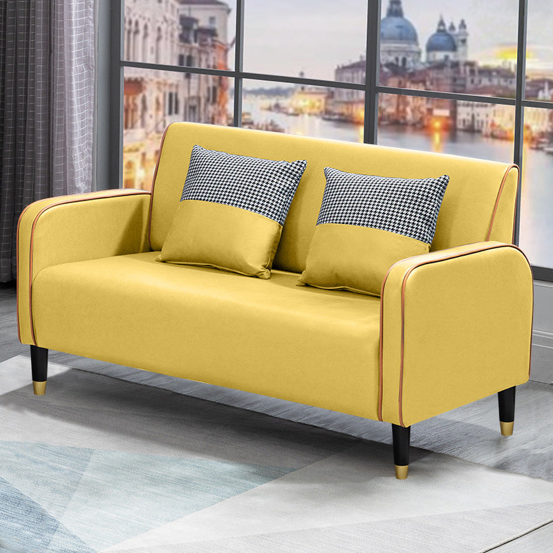 Scandinavian Tight Back Loveseat Square Arm Sofa for Apartment Yellow Clearhalo 'furn' 'furn_sofas' 'Furniture' 'furniture_sofas' 'Living Room Furniture' 'Sofa' 'sofas' 4857894