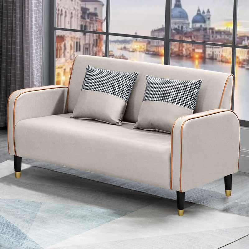 Scandinavian Tight Back Loveseat Square Arm Sofa for Apartment Off-White Clearhalo 'furn' 'furn_sofas' 'Furniture' 'furniture_sofas' 'Living Room Furniture' 'Sofa' 'sofas' 4857895