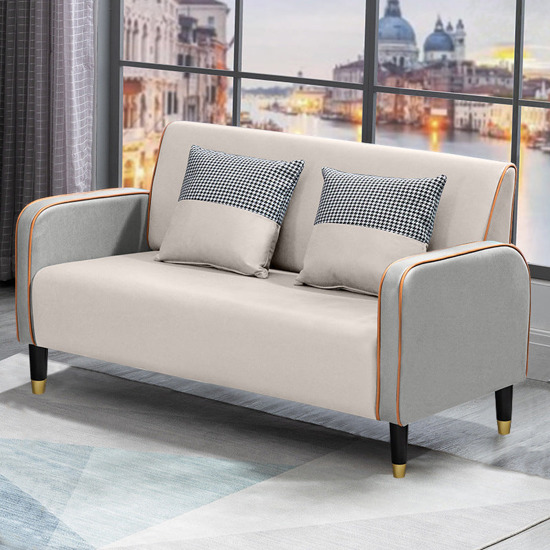 Scandinavian Tight Back Loveseat Square Arm Sofa for Apartment Gray-White Clearhalo 'furn' 'furn_sofas' 'Furniture' 'furniture_sofas' 'Living Room Furniture' 'Sofa' 'sofas' 4857898