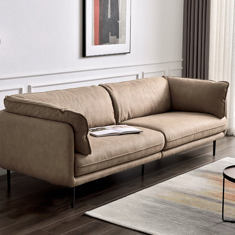 Stationary Faux Leather Living Room Pillow Top Arm Standard Sofa 71"L x 39"W x 31.5"H Clearhalo 'furn' 'furn_sofas' 'Furniture' 'furniture_sofas' 'Living Room Furniture' 'Sofa' 'sofas' 4857946