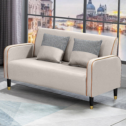 Scandinavian Tight Back Sofa Square Arm Loveseat with 4 Wooden Legs Off-White Clearhalo 'furn' 'furn_sofas' 'Furniture' 'furniture_sofas' 'Living Room Furniture' 'Sofa' 'sofas' 4857959