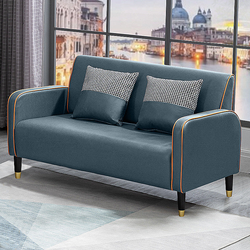 Scandinavian Tight Back Sofa Square Arm Loveseat with 4 Wooden Legs 52"L x 25"W x 29"H Blue Clearhalo 'furn' 'furn_sofas' 'Furniture' 'furniture_sofas' 'Living Room Furniture' 'Sofa' 'sofas' 4857960
