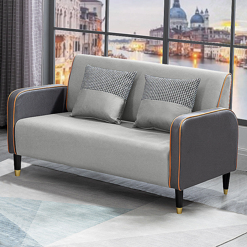 Scandinavian Tight Back Sofa Square Arm Loveseat with 4 Wooden Legs Dark Grey Light Grey Clearhalo 'furn' 'furn_sofas' 'Furniture' 'furniture_sofas' 'Living Room Furniture' 'Sofa' 'sofas' 4857963