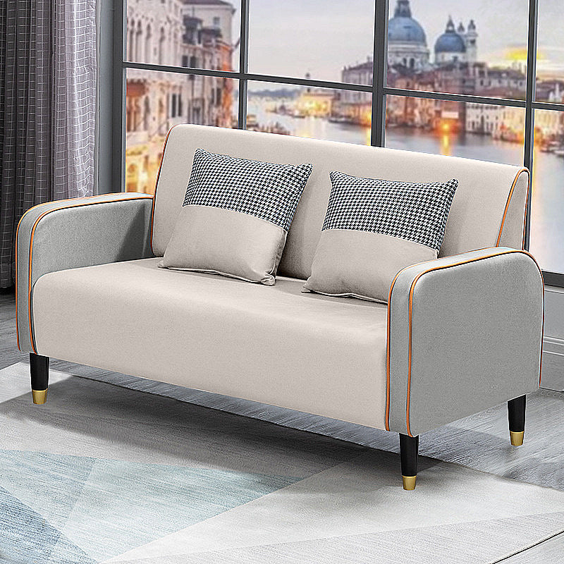 Scandinavian Tight Back Sofa Square Arm Loveseat with 4 Wooden Legs Gray-White Clearhalo 'furn' 'furn_sofas' 'Furniture' 'furniture_sofas' 'Living Room Furniture' 'Sofa' 'sofas' 4857966