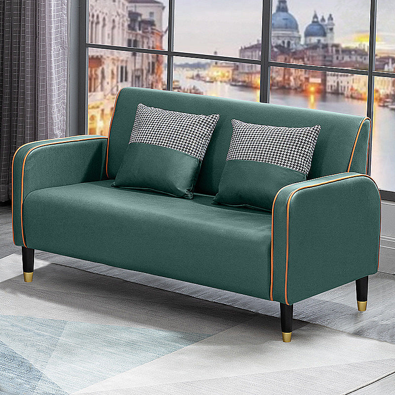Scandinavian Tight Back Sofa Square Arm Loveseat with 4 Wooden Legs Green Clearhalo 'furn' 'furn_sofas' 'Furniture' 'furniture_sofas' 'Living Room Furniture' 'Sofa' 'sofas' 4857967