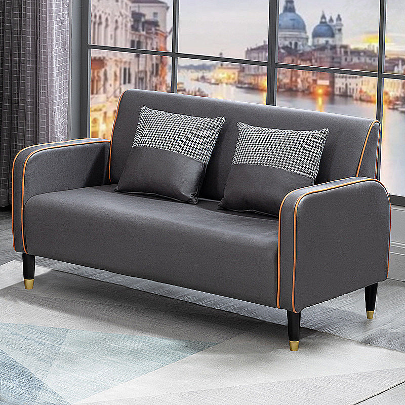 Scandinavian Tight Back Sofa Square Arm Loveseat with 4 Wooden Legs Grey Clearhalo 'furn' 'furn_sofas' 'Furniture' 'furniture_sofas' 'Living Room Furniture' 'Sofa' 'sofas' 4857969